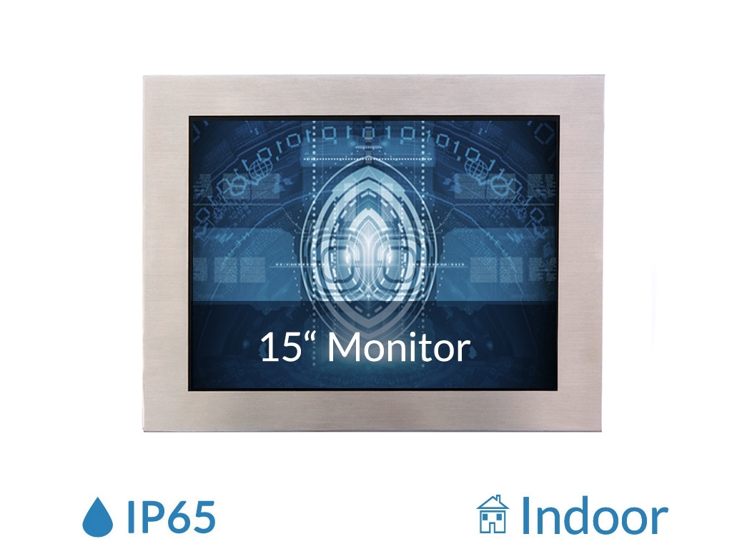 15" Monitor IP65 V2A Gehäuse Industrie HMI