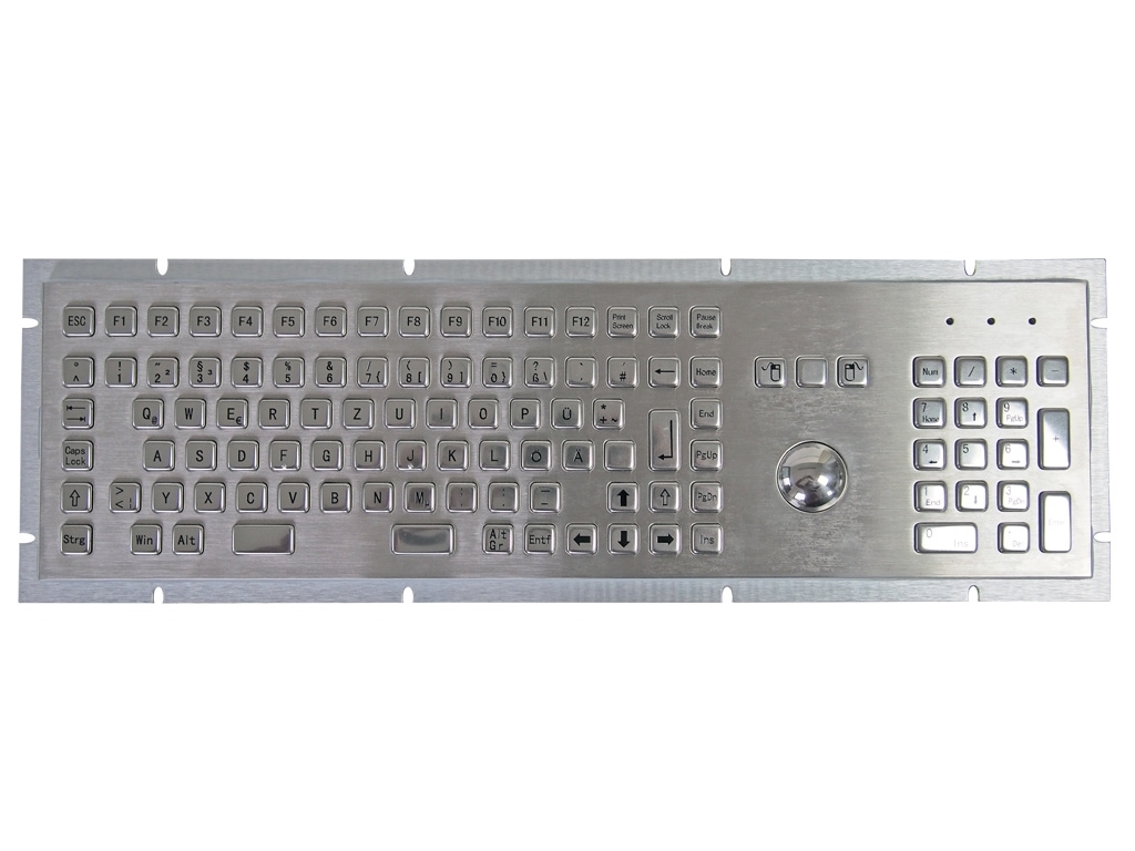 Einbau Edelstahl Tastatur 102TS mit Trackball Voll