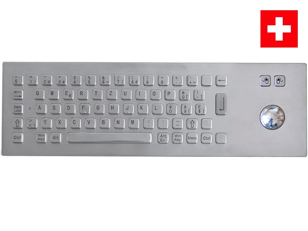 Einbau Edelstahl Tastatur 75TS mit Trackball CH