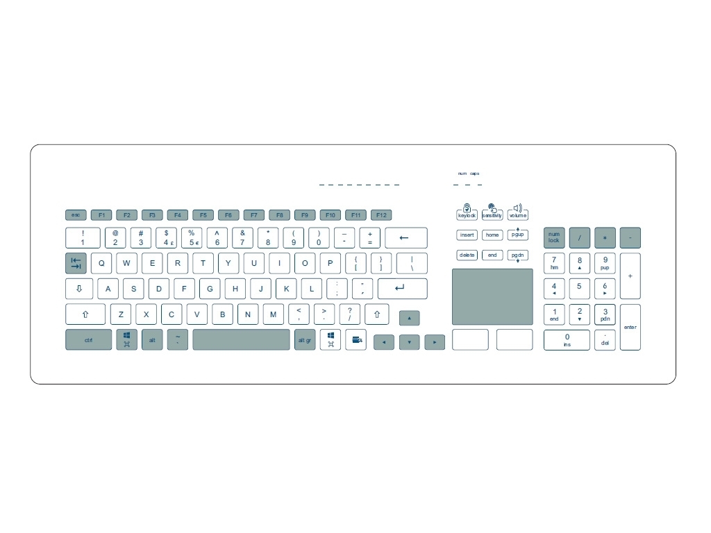 Einbau Glastastatur Numblock Touchpad EINBAU-US