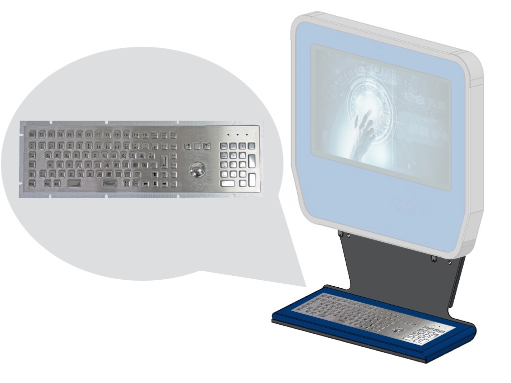 LETO Wandtastatur 102TS mit Trackball Edelstahl