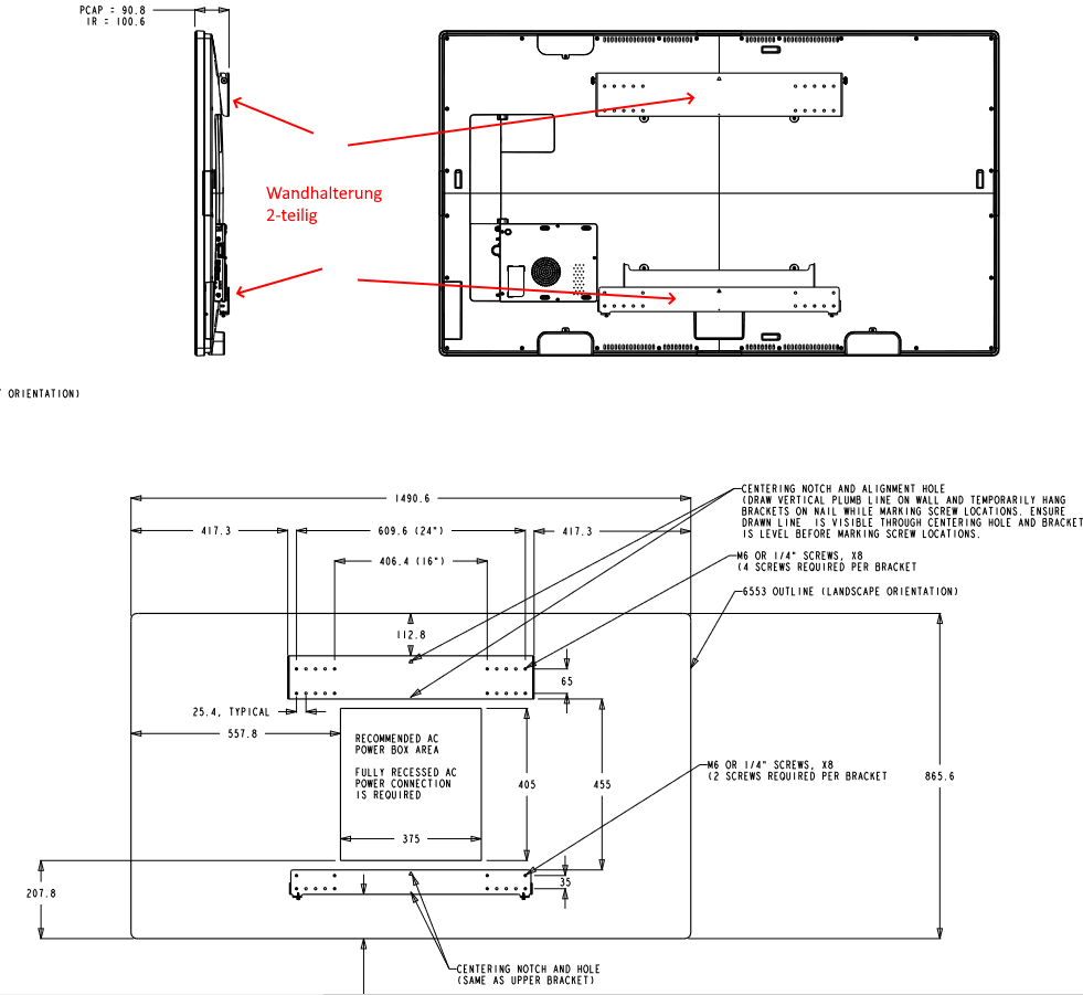 Monitor Wandhalterung für 6553L